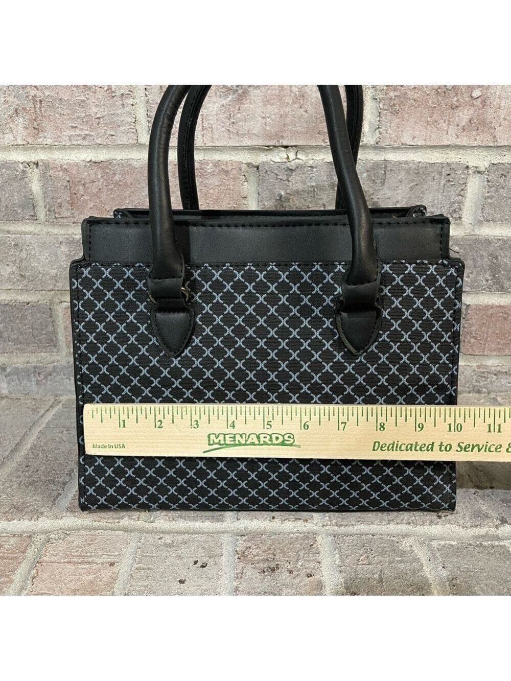 Elegant Black/Blue Patterned Handbag Set - Picture 4 of 17
